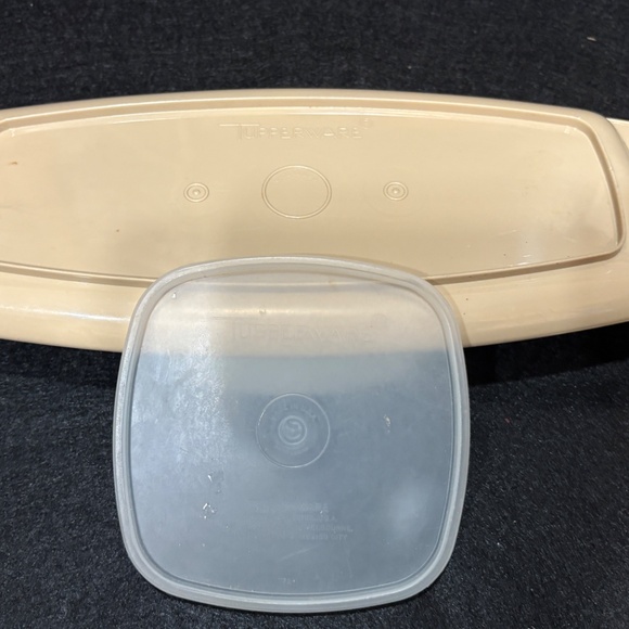 Vintage TUPPERWARE Chip Dip Snack Set SERVE ETTE Tray Gold #771 with Lid #772 - Picture 3 of 6